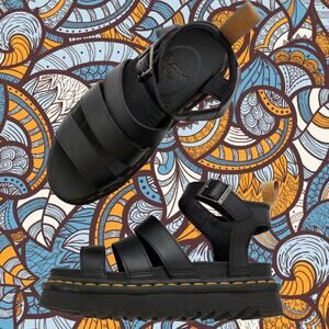 DR. MARTENS Vegan Blaire Womens 7 Felix Gladiator Sandals in Black Summer Docs!